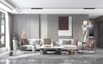 现代家居客厅3D模型下载